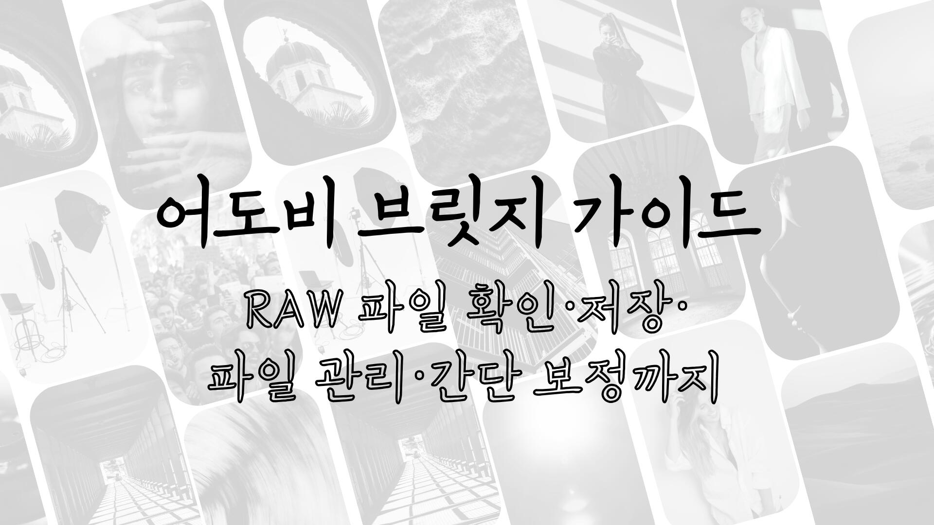 어도비 브릿지 가이드 - RAW 파일 확인·저장·파일 관리·간단 보정까지 